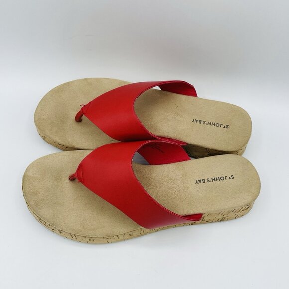 ST Johns Bay Sandals Womens Size 7M Red Salden Platform Comfort Thong Flip Flops - Picture 6 of 11